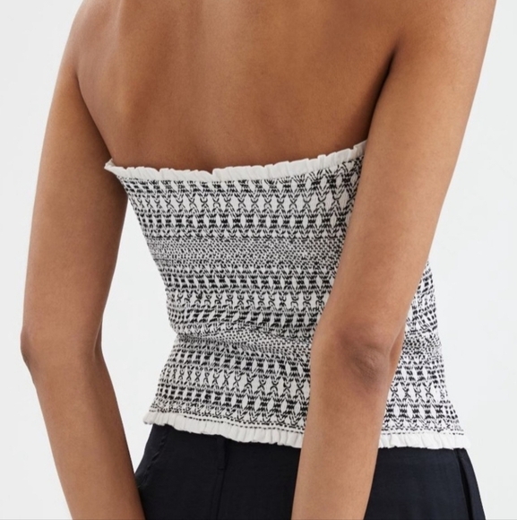 EUC ANTHROPOLOGIE SMOCKED SWEETHEART TUBE TOP BLACK/WHITE SZ L - Picture 8 of 15